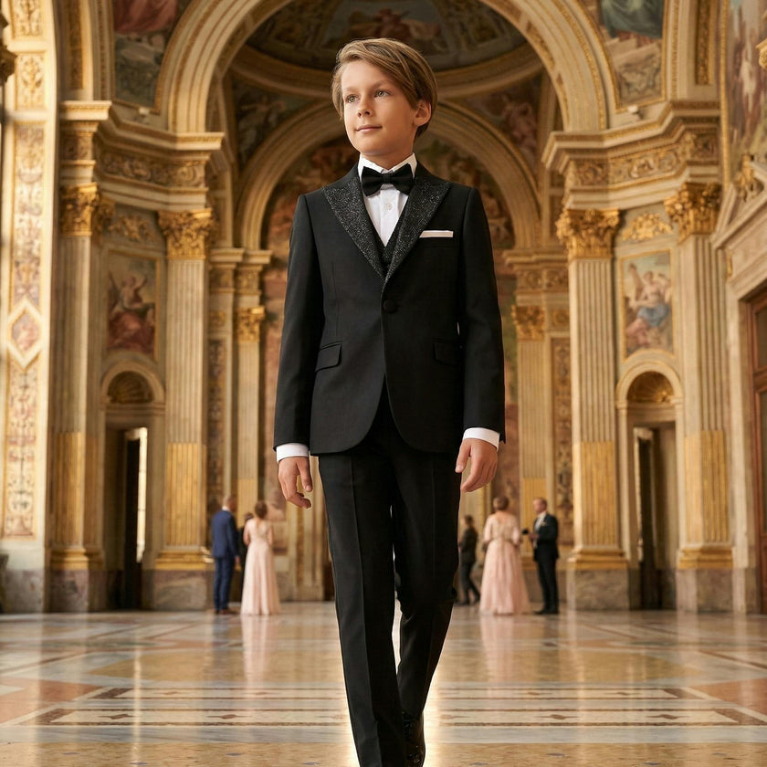 Black Classic Glitter Lapel Suit