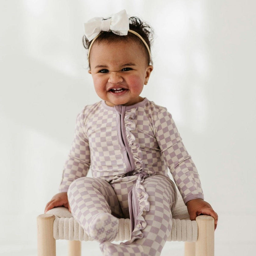 Footie Romper Lavender Cloud Checkered