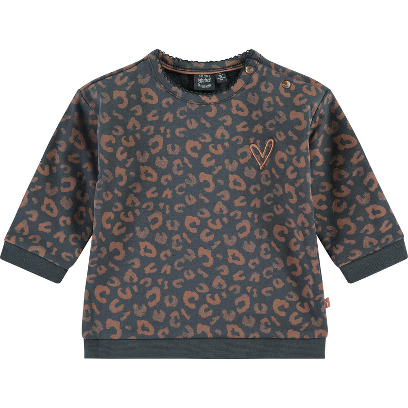 Leopard Print Crew Neck Pullover Sweatshirt