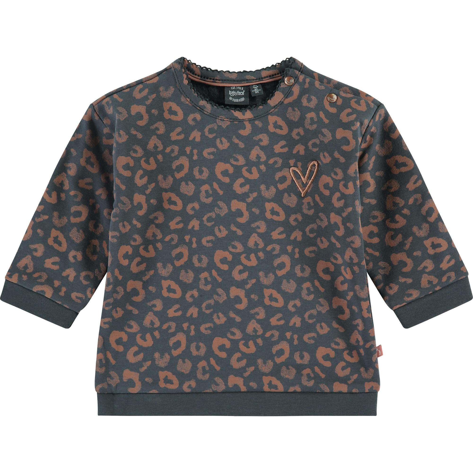 Leopard Print Crew Neck Pullover Sweatshirt