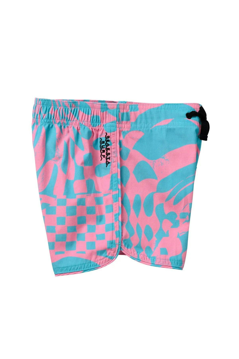 Seaesta Surf Boys Boardshorts – Scallop Retro Flare in Hazy Daze Bubblegum