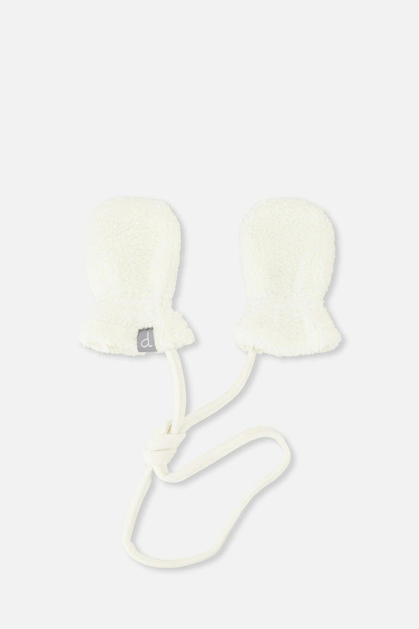 Infant Sherpa Mittens With String Off-White