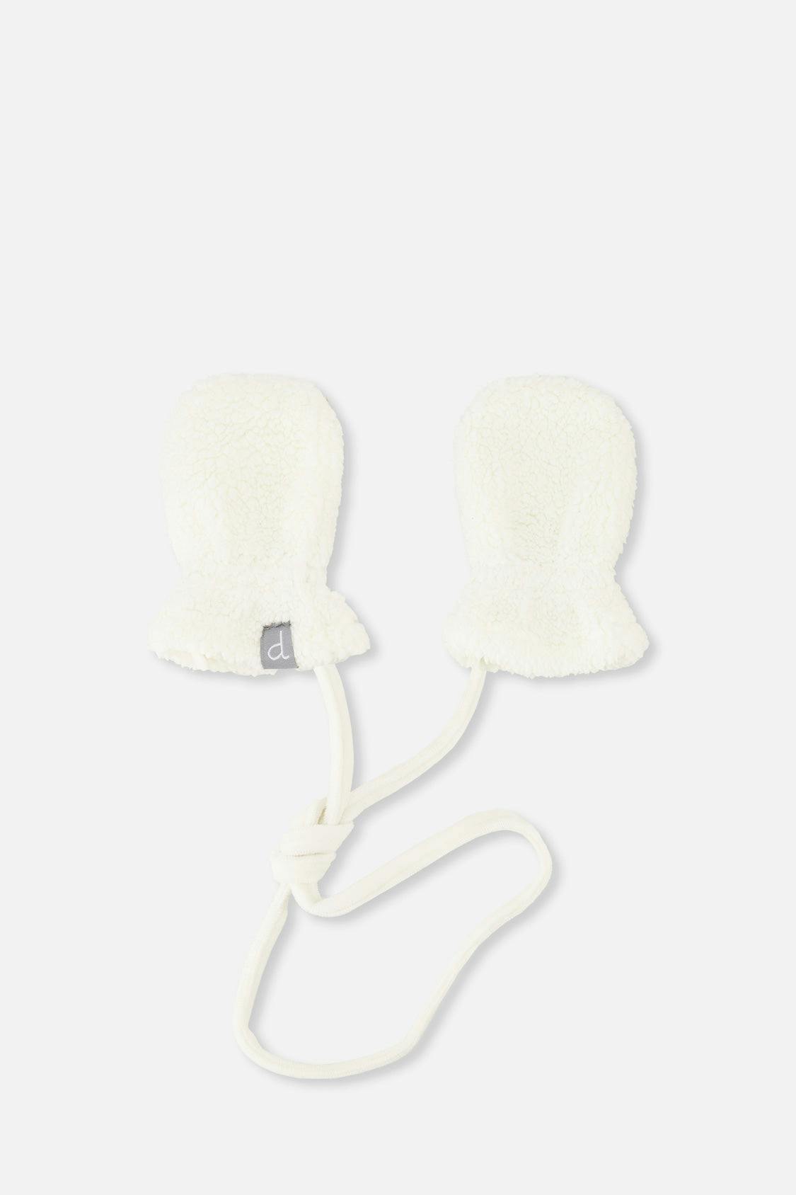 Infant Sherpa Mittens With String Off-White