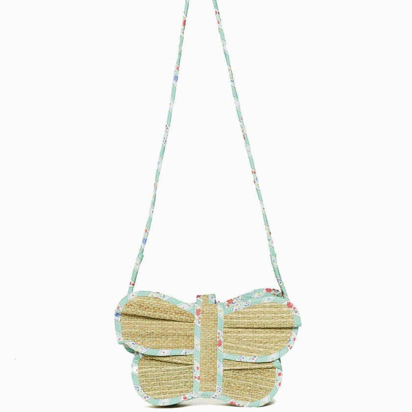 Lorna Murray x La Coqueta Sage Floral Stripe Flutterby Grass Bag