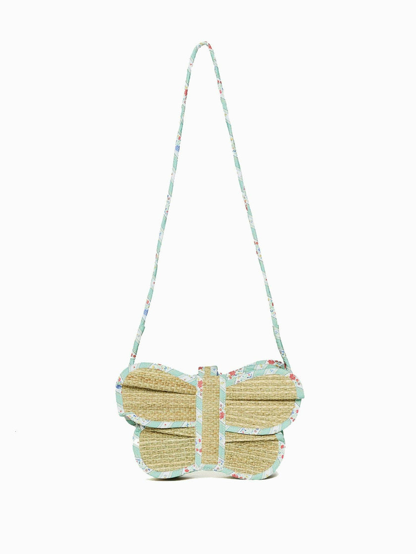 Lorna Murray x La Coqueta Sage Floral Stripe Flutterby Grass Bag