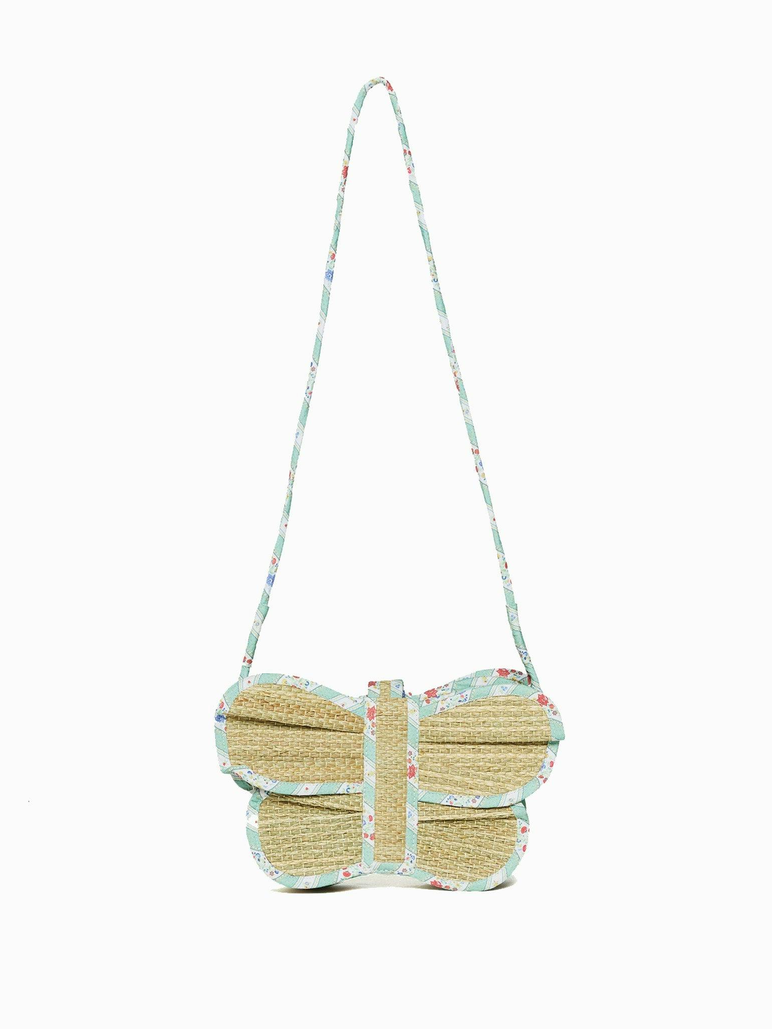 Lorna Murray x La Coqueta Sage Floral Stripe Flutterby Grass Bag