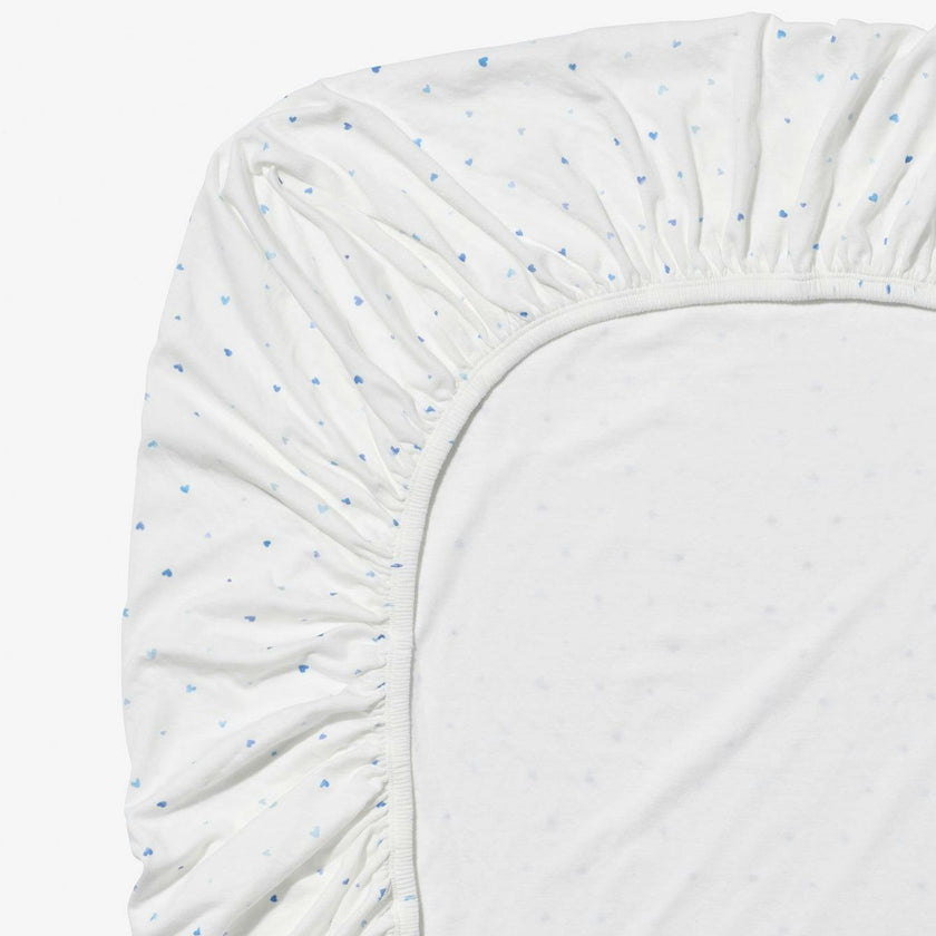 Crib Sheet, Blue Hearts