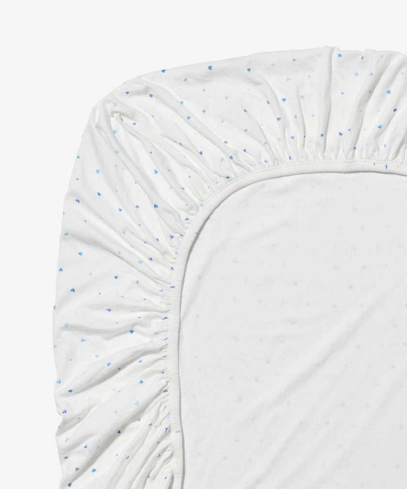 Crib Sheet, Blue Hearts