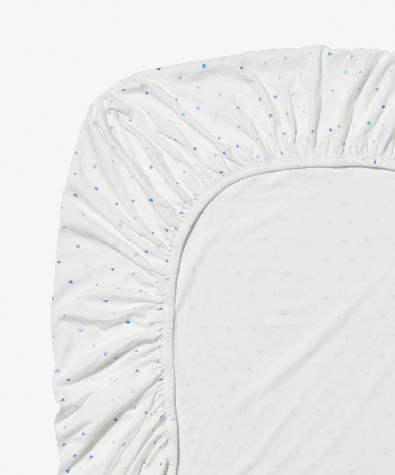 Crib Sheet, Blue Hearts
