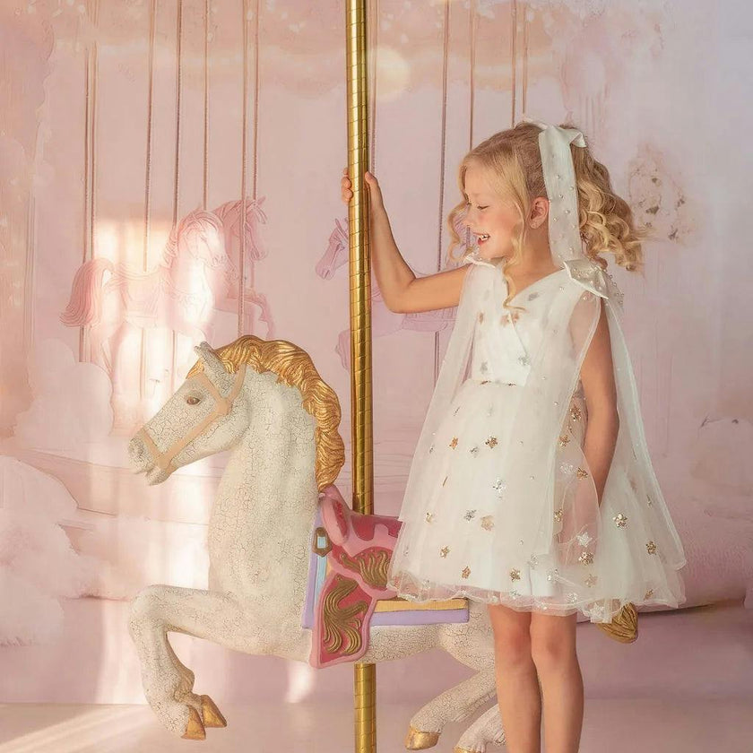 Stardust Embroidered White Tulle Party Dress