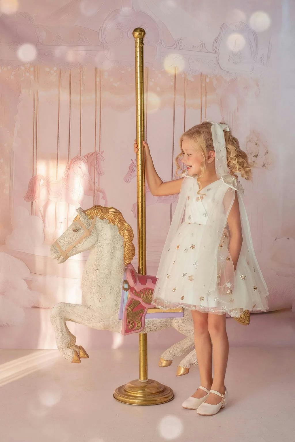 Stardust Embroidered White Tulle Party Dress