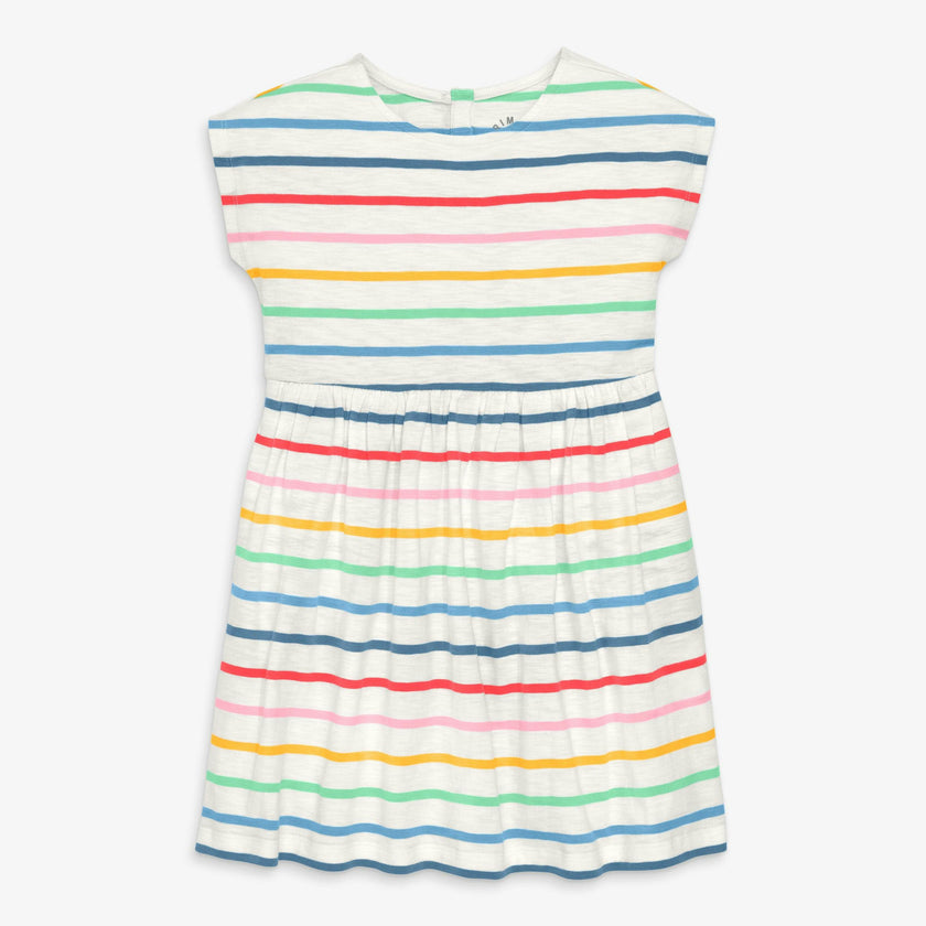 Clearance kids backyard dress in rainbow stripe