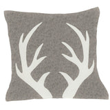 Hand Felted Wool Pillow - Cream Antlers Gray - 20" Arcadia Home