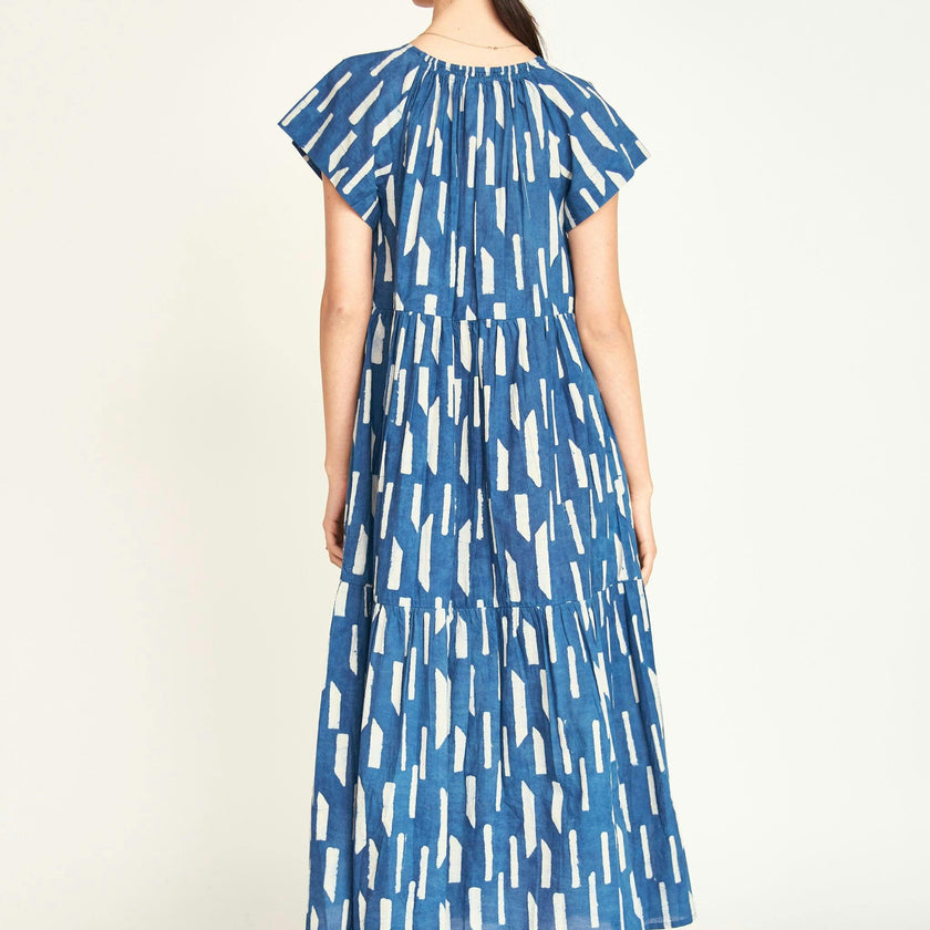 Vienna Maxi Dress in Indigo Rainfall
