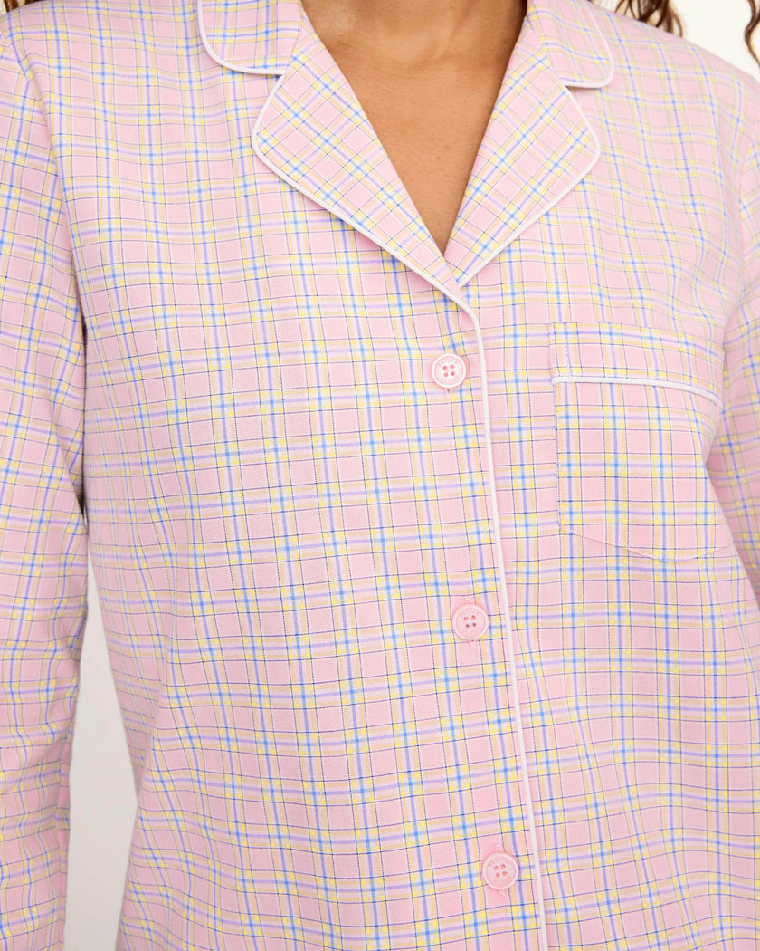 Women's Twill Pajama Set in Peony Plaid