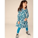 Floral Print Empire Waist Long Sleeve Wrap Neck Dress, Multi