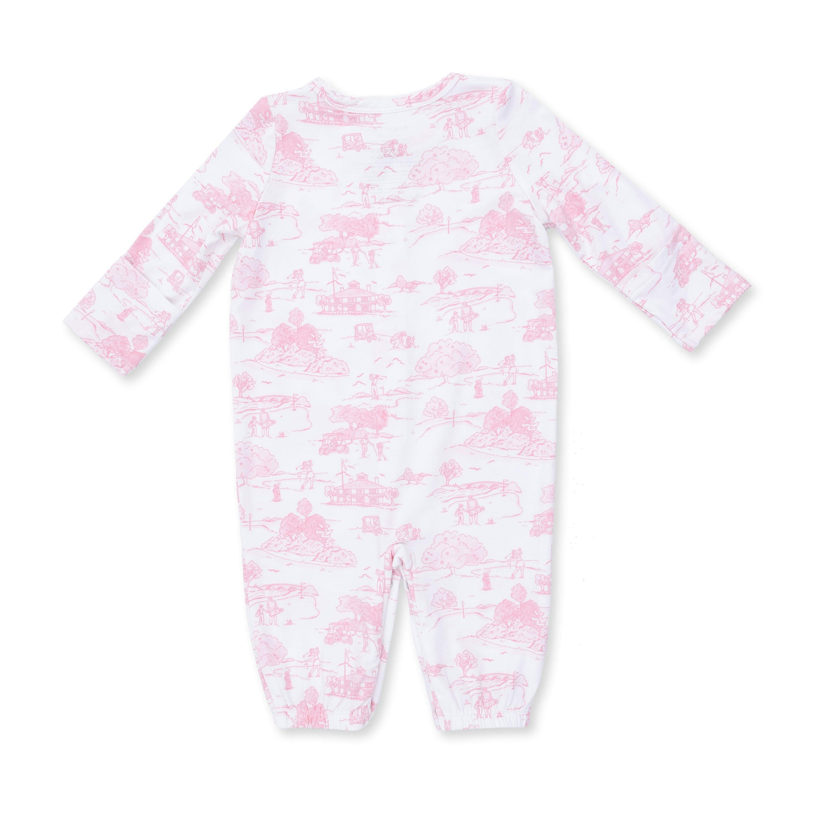 Golf Toile Pink - Convertible Gown and Knot Headband
