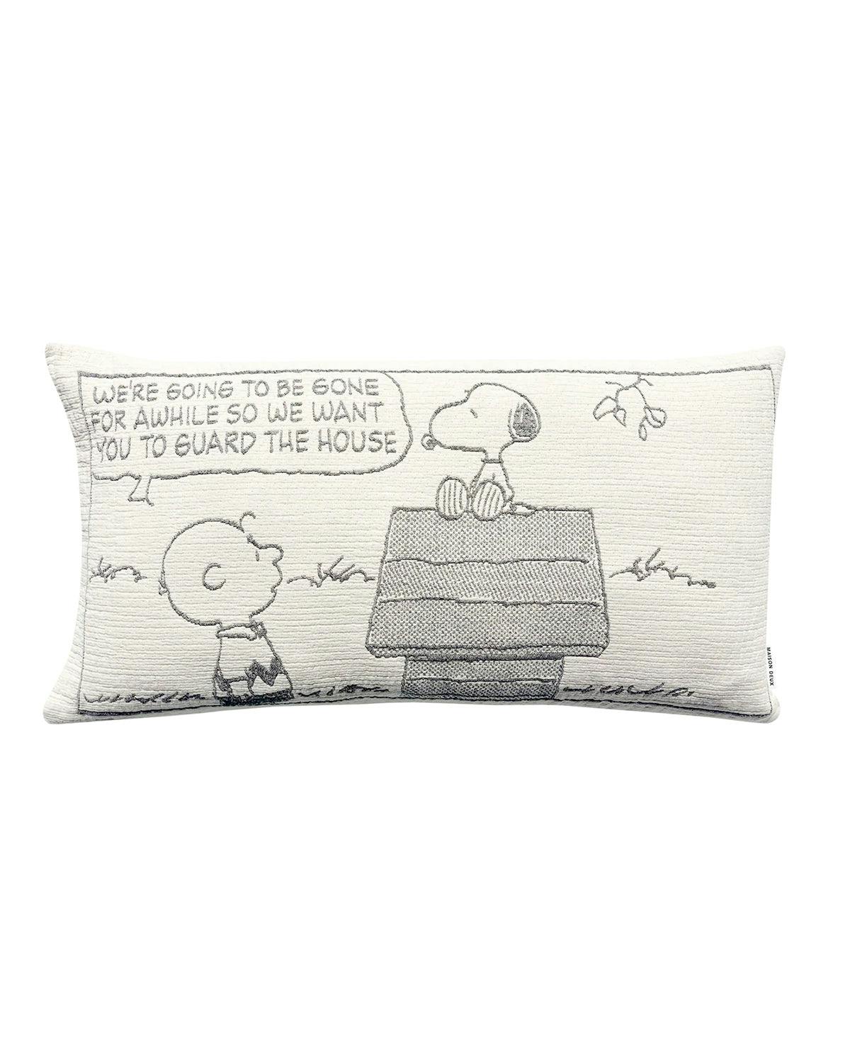 Cushion Cover PEANUTS GUARD THE HOUSE Cotton Black / White 20 x 35in