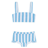 girls bay stripe bandeau bikini and swim shorts