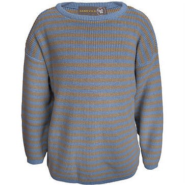 Celeste Oversized Striped Knit Sweater, Blue