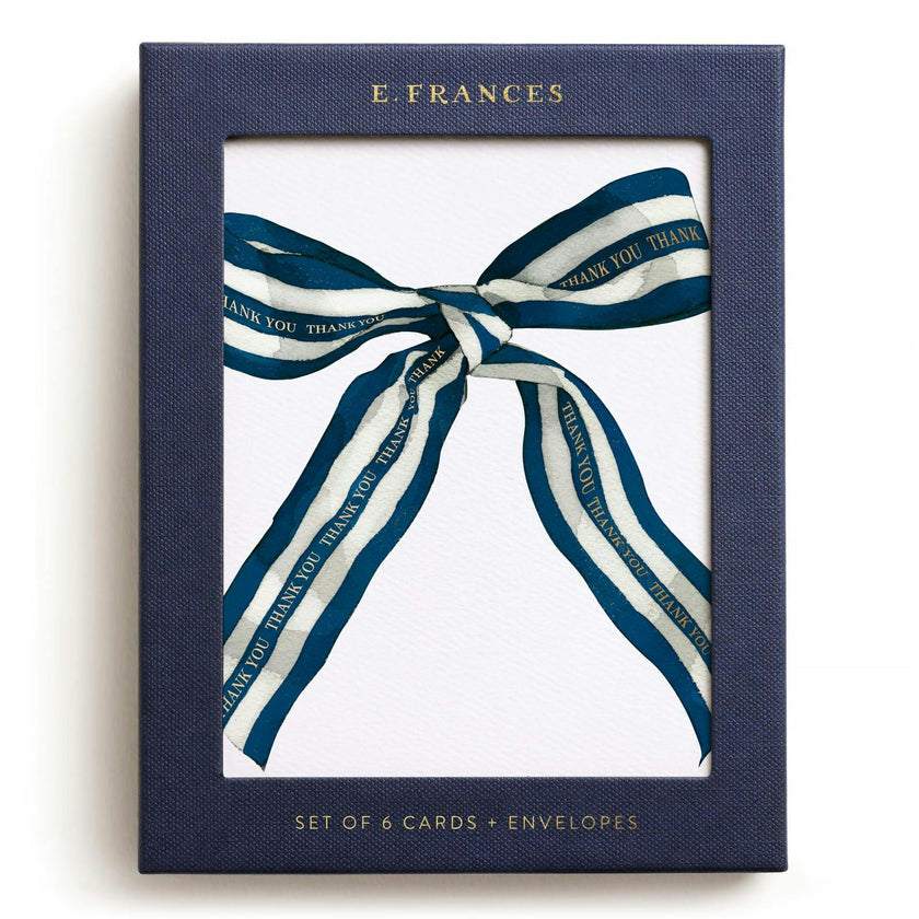 Big Navy Striped Bow Boxed Set of 6
