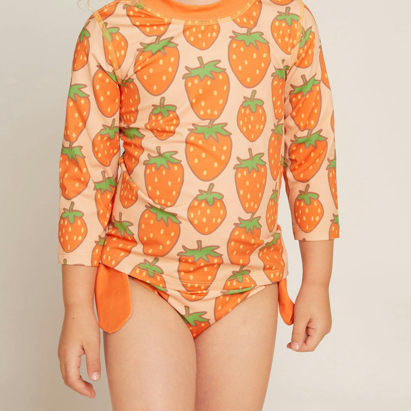 Recycled Strawberry Rashguard Bikini Set