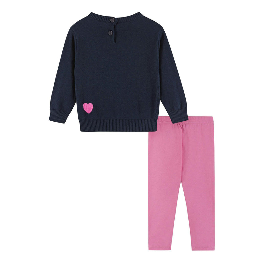 Infant Heart Sweater w/Pink Legging Set