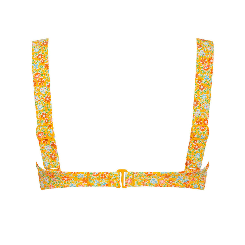 women's marigold floral bikini top with cups