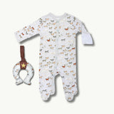 Bamboo Blend Snap Footie & Horseshoe Stroller Toy Set - Wild Horses