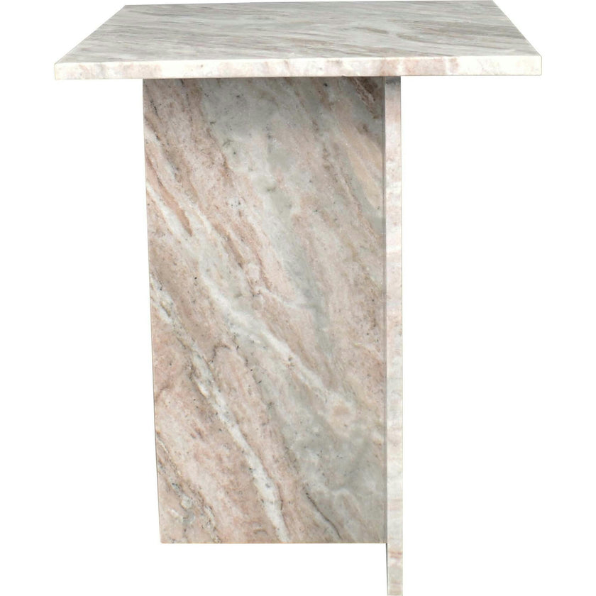 Cecil 18.5" Contemporary Natural Marble Handmade T-Shaped End Table