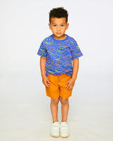Organic Cotton Jersey T-Shirt Blue Smiley Print