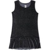 Luxe Twinkly Velvet Drop Waist Dress, Black