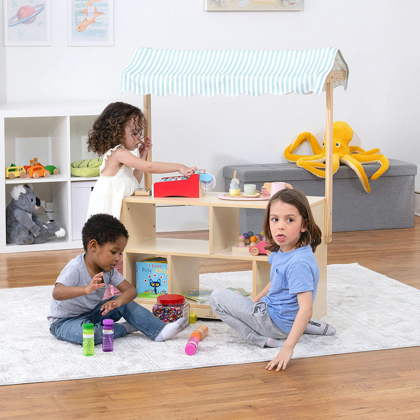 Holly Wooden Market Stand – Kids’ Pretend Play Shop & Display Shelf