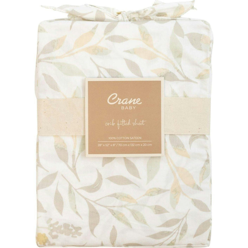 Willow Fitted Crib Sheet (Neutral Leaf)