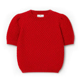 Red Short Slv Sweater W/Puff Sleeves