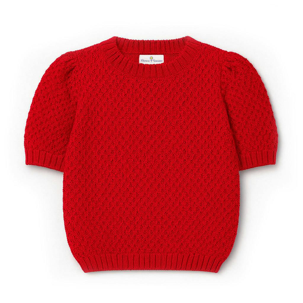 Red Short Slv Sweater W/Puff Sleeves