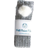 Grey Knee High Socks with Poms