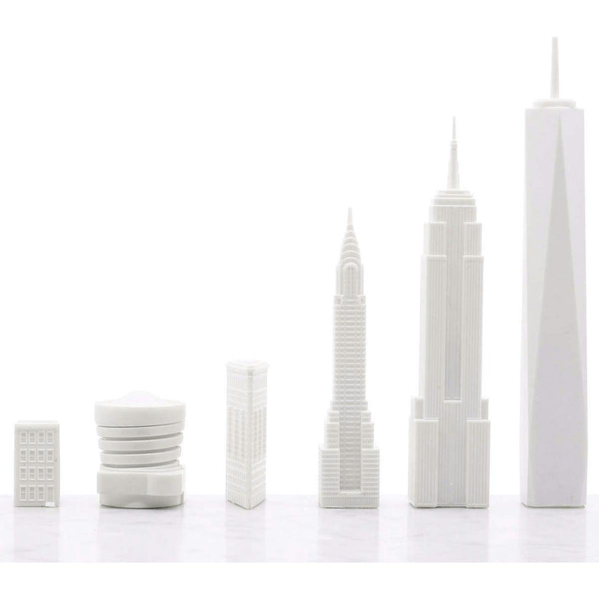 Chess Set Acrylic NEW YORK vs LOS ANGELES with Wood Hatch Board