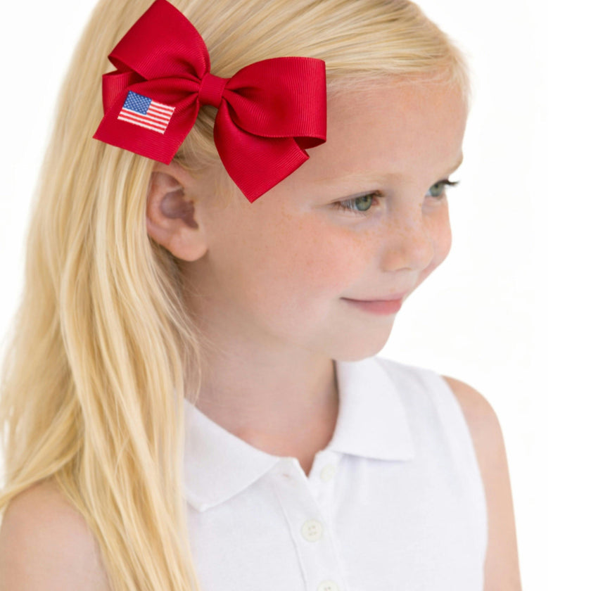 American Flag Hair Bow