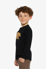 Organic Cotton Jersey T-Shirt Black and Beige