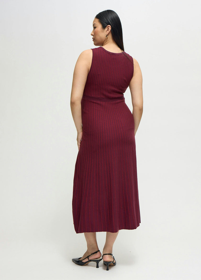 Striped Sleeveless Sweater Maternity and Nursing Midi Dress