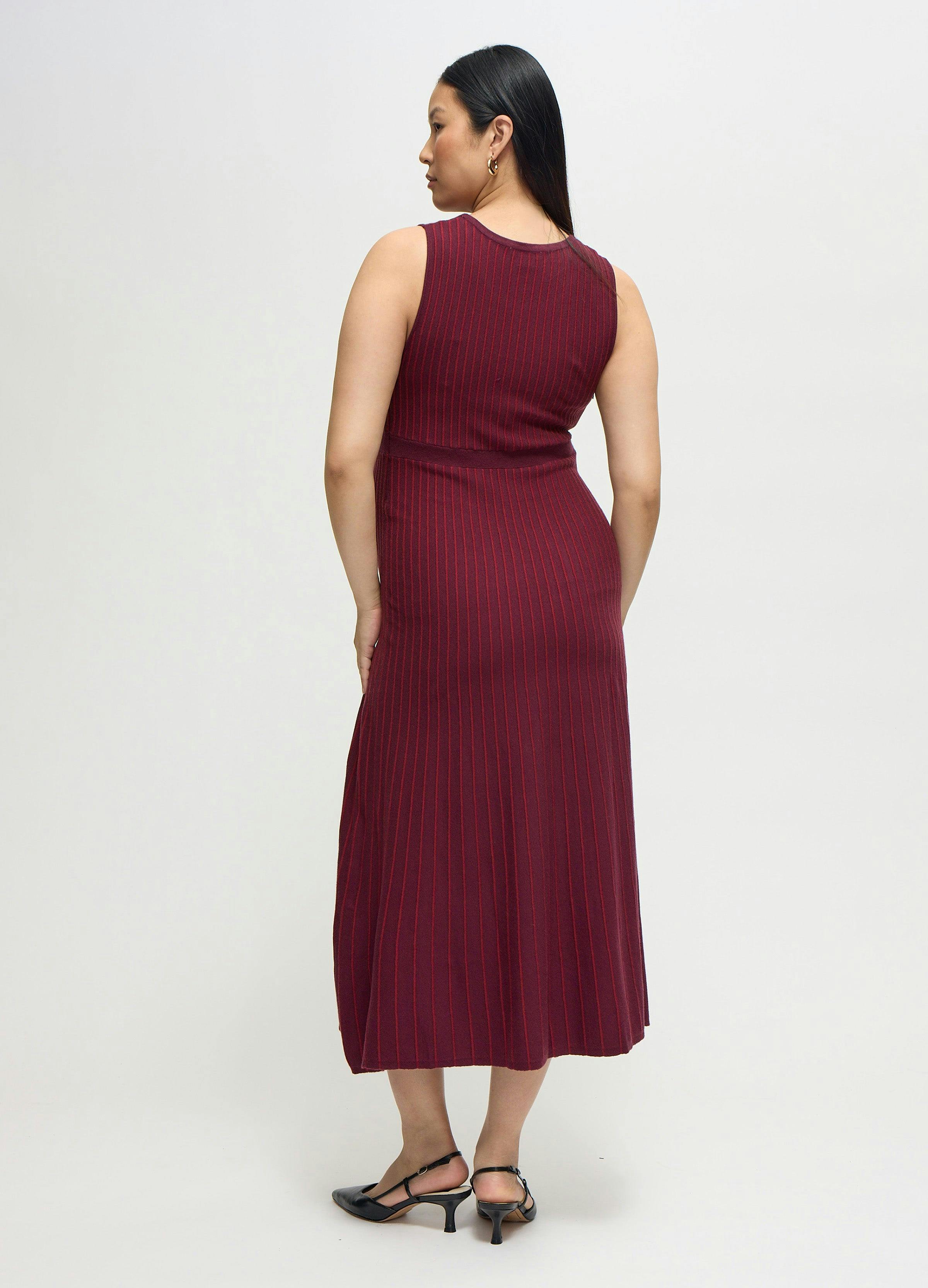 Striped Sleeveless Sweater Maternity and Nursing Midi Dress
