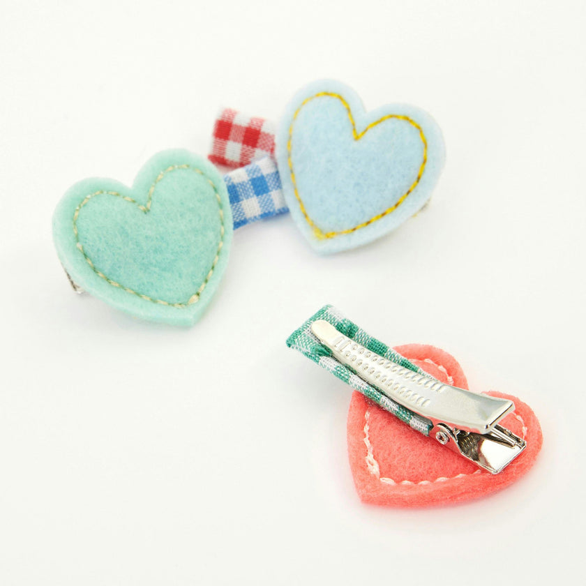 Felt Heart Hair Clips