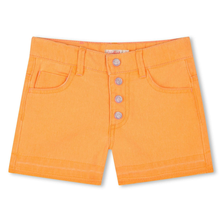 Orange Pop Denim Sequin Pocket Shorts