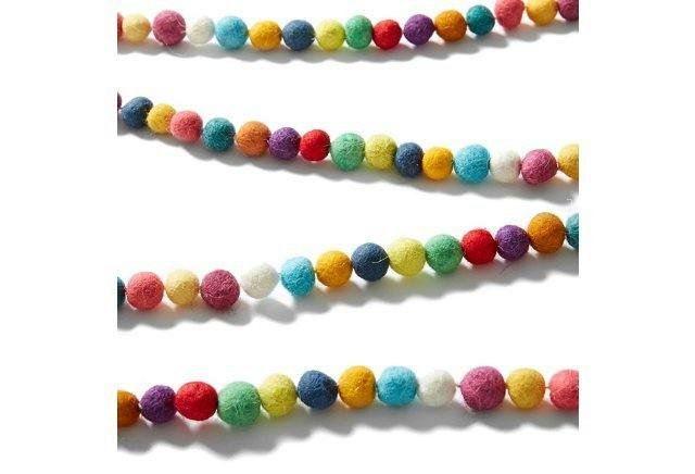 Hand Felted Wool Christmas Garland and Bunting - Multicolor Balls - 6'
