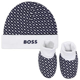 Navy Blue Hat and Booties Set
