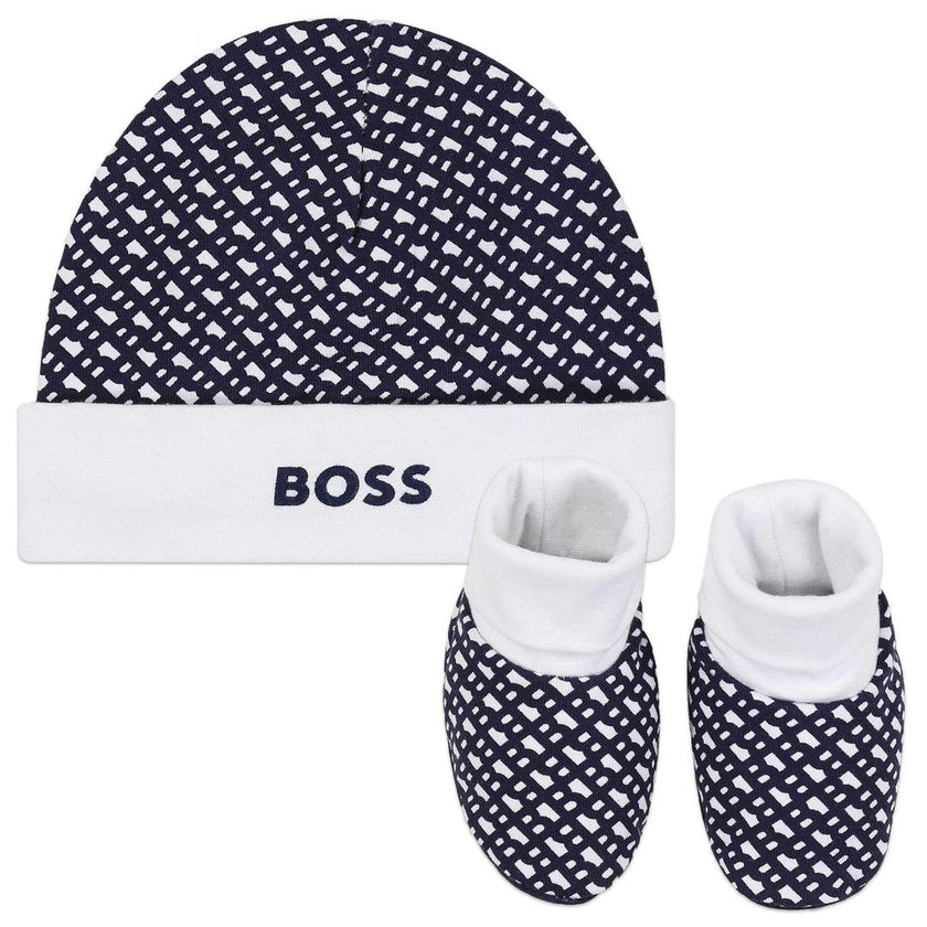 Navy Blue Hat and Booties Set