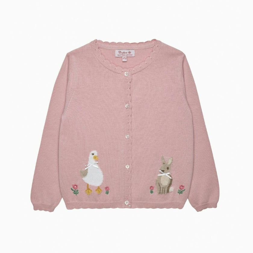 Duck and Bunny Cardigan in Pink