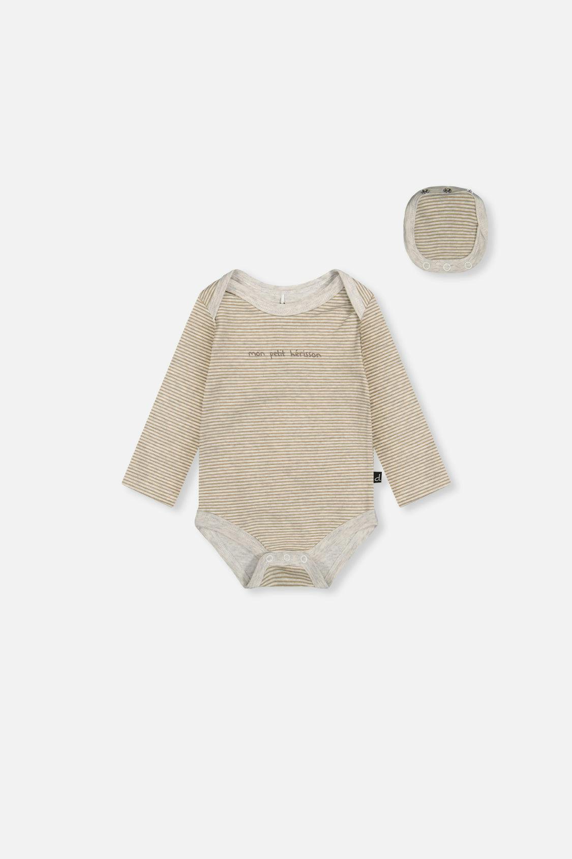 Organic Cotton Onesie Brown And White Stripes