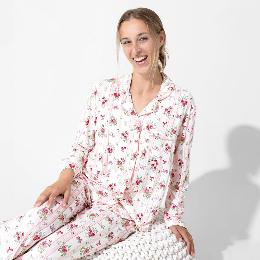 Floral Stripes Bamboo Women's Pajama Set